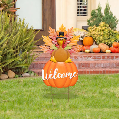 30"H Thanksgiving Metal Turkey Yard Stake(KD)