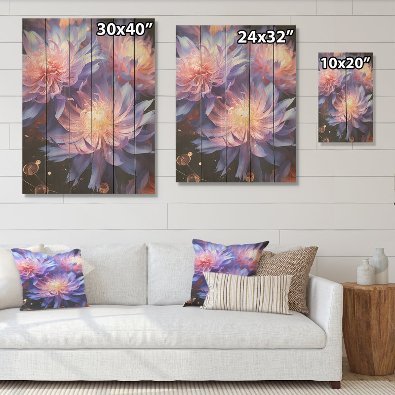 Impression de bleuet de rêve - Art mural sur bois de pin naturel, H 32 po x l 24 po