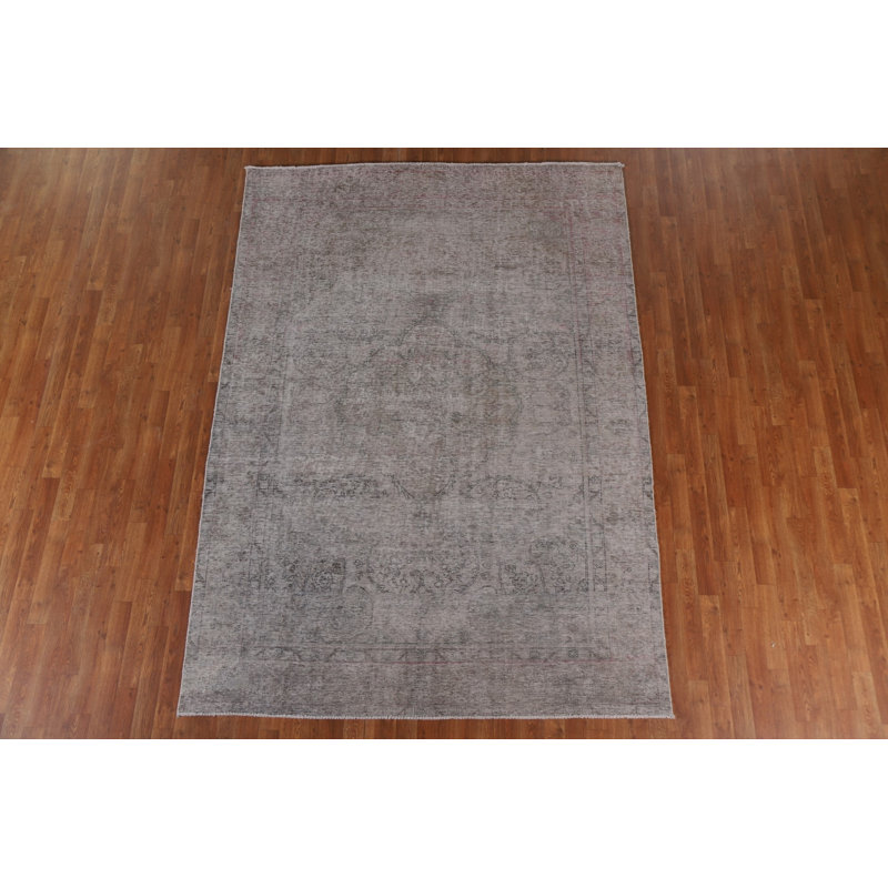Tapis persan Tabriz patiné délavé noué à la main 7 x 9