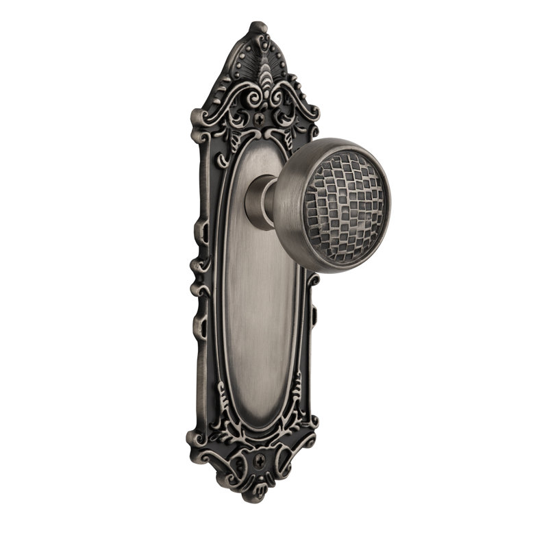 Double poignée de porte fictive artisan avec plaque longue Victorian, Étain antique