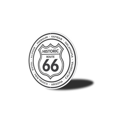 Panneau historique en aluminium «Route 66 66»
