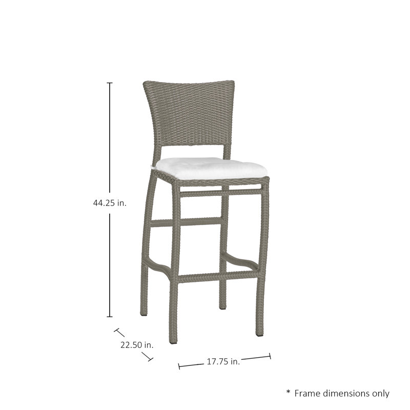Skye 30" Patio Bar Stool with Cushion, Welt, Indigo Velvet, Oyster