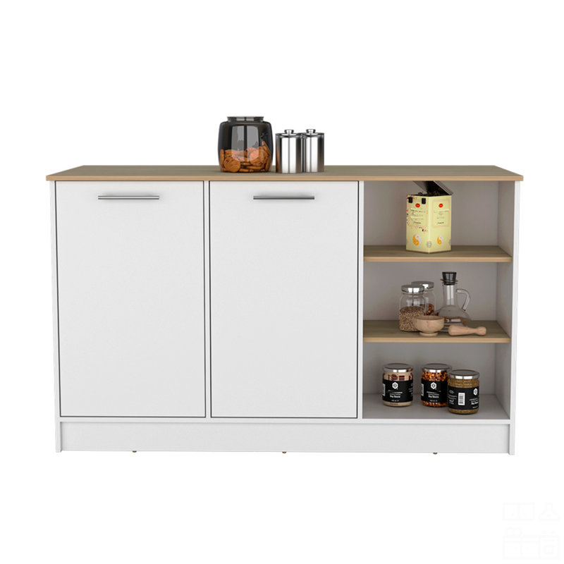 Kitchen Island, White/Natural