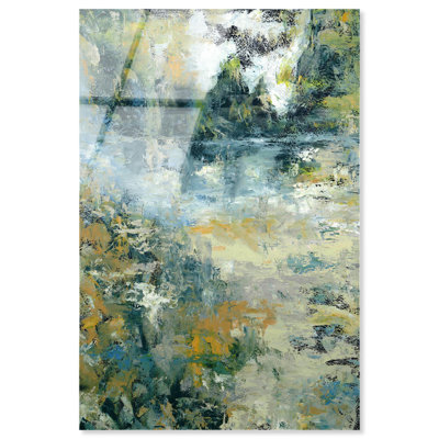 Green Moss Monet Garden High-Gloss Frameless Acrylic Glass Wall Art Green Abstract by Art Remedy, Ready to Hang, 36 x 54