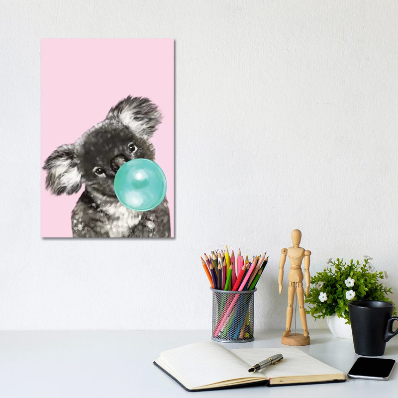 Playful Koala Bear 1 Piece Wrapped Canvas Wall Art, 20.32 cm H x 30.48 cm W