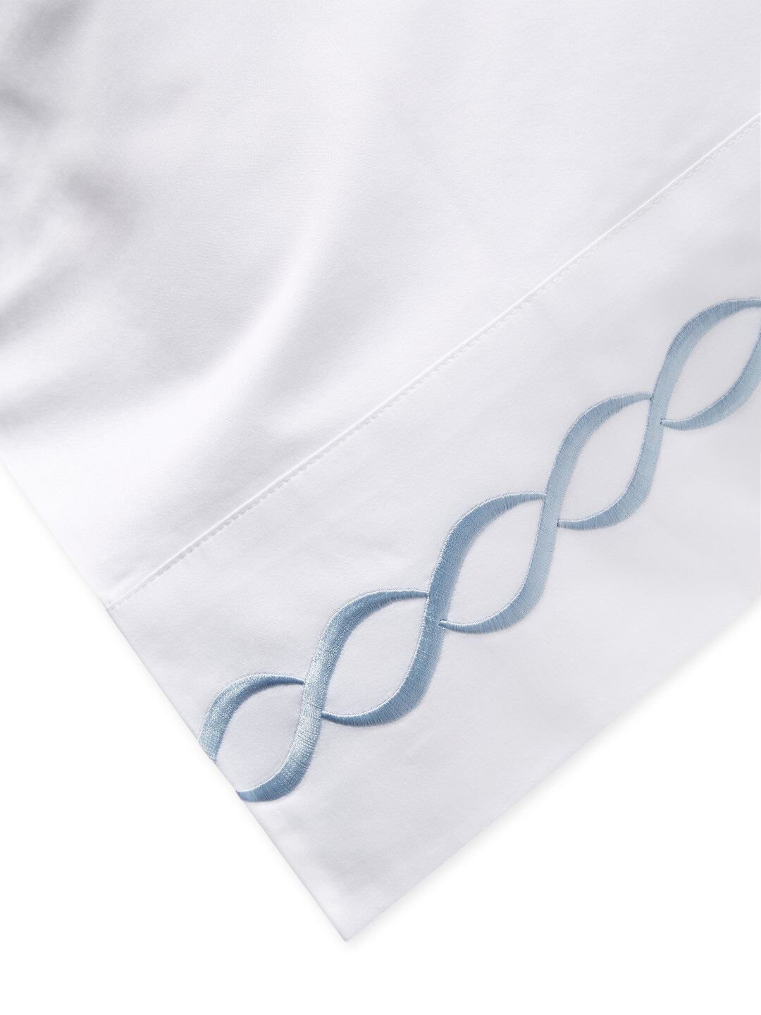 Calissa Cotton Pillowcase, Standard Pillowcase, White/Blue