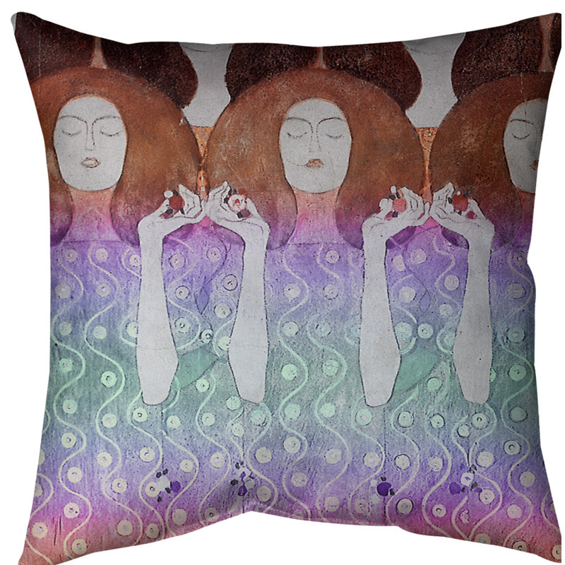 Housse de coussin Angel Brides, 16 po x 16 po, Rouge / dégradé bleu, Faux lin
