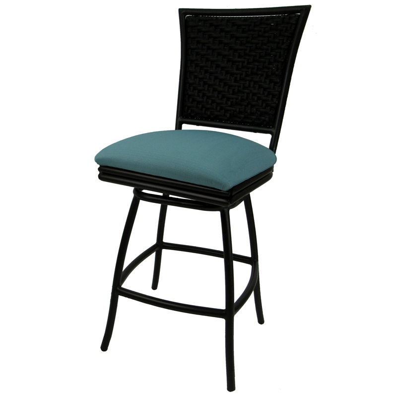 Tabouret de bar 30 po, Turquoise lin, Noir, 34"
