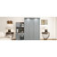 Grand lit en gris avec armoire de rangement, support à vin, porte-verre, tiroirs et DEL multicolores, fonctionnel pour recevoir de petits espaces gris, chambres d'amis convenables