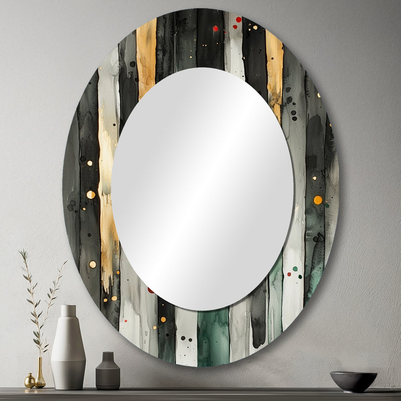 Miroir mural ovale doré et vert, 43 po x 33 po