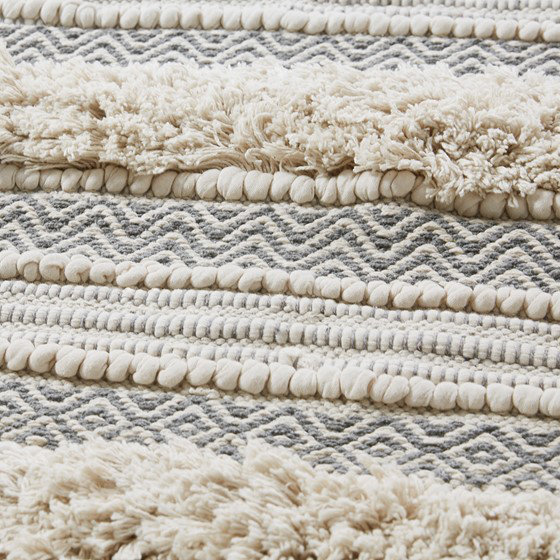 Tapis de bain tissé à rayures texturées 22 po x 58 po