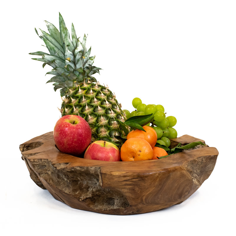 Modern Handcrafted Teak Fruit Bowl Wooden Serving Bowl, Natural Decorative Fruit Bowl For Home