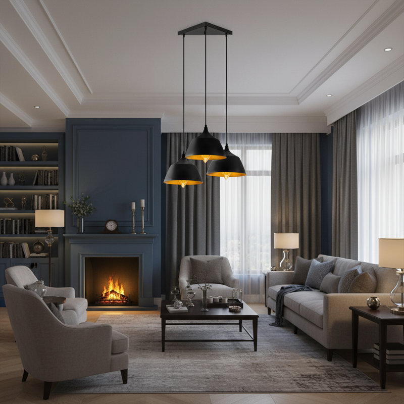 Luminaire suspendu moderne en forme de cône en métal 3 lumières Modern