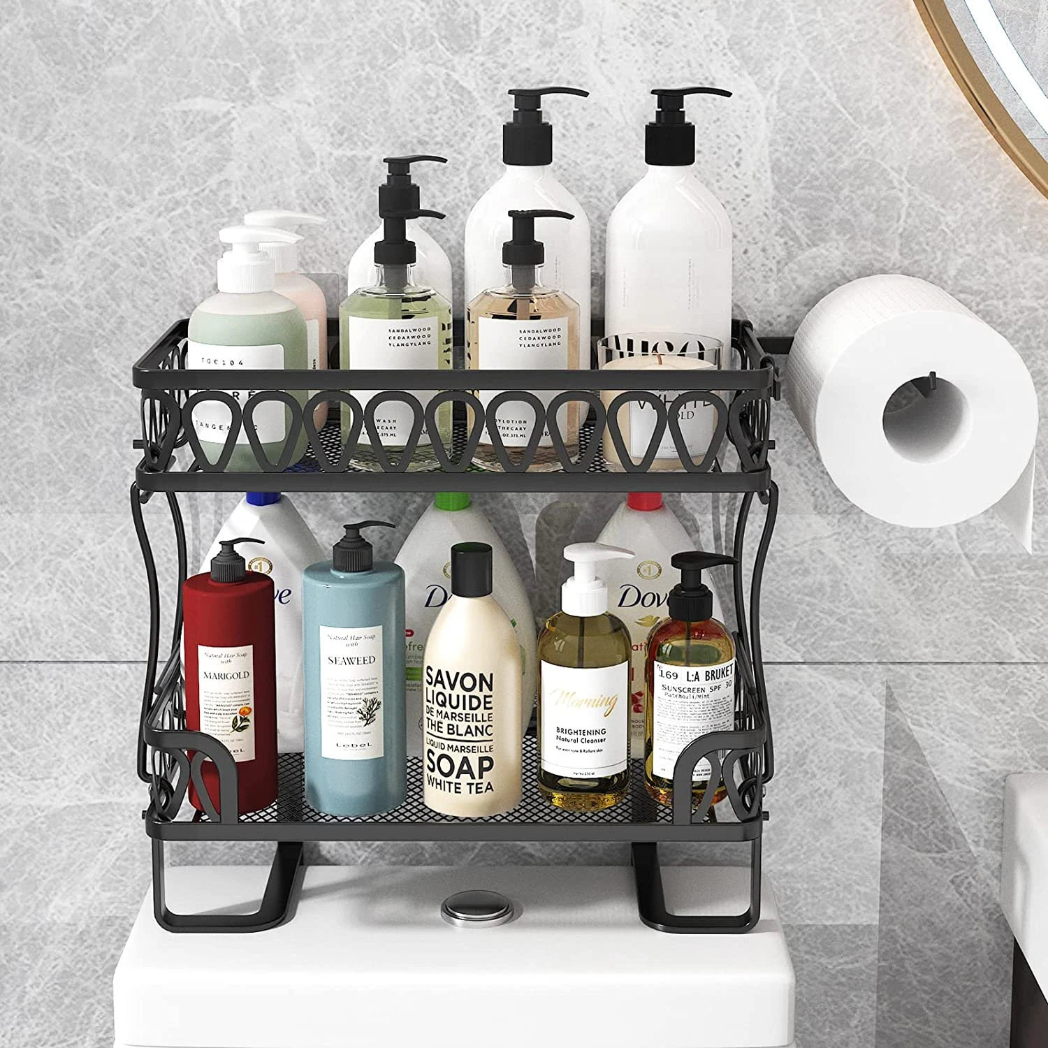 Multifunctional Toilet Storage Shelf, Bathroom Organizer Shelves, Toilet  Rack,No Drilling, Above the Toilet Tank, 2-Tier