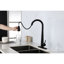 Robinet de cuisine noir mat avec bec rétractable, acier inoxydable, poignée simple, conception moderne, robinet à empreinte digitale facile à installer, installation sur le plancher, installation et fonctionnement simples-1723978605