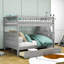 Lit superposé double au-dessus de double, lit superposé en bois avec deux tiroirs et rangement-524387811