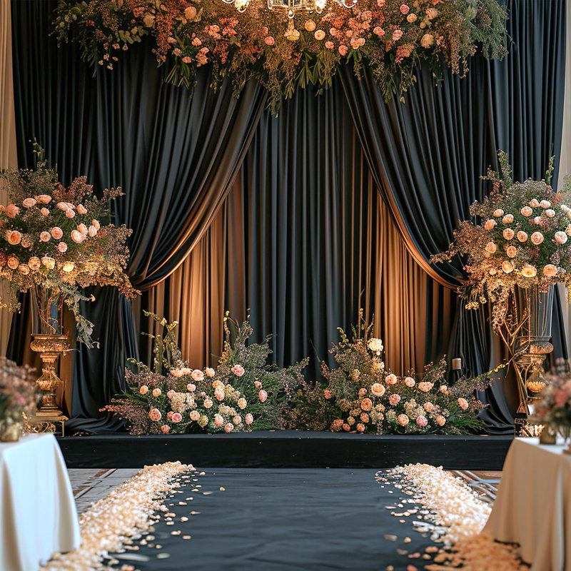 Wrinkle Free Wedding Backdrop Curtains 4 Panels, Black