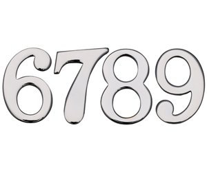  Door Numerals, No. 3 in Chrome Finish - Self Adhesive Floor Apartment Sign - 32mm