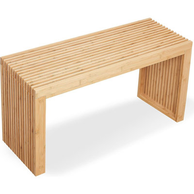 Bamboo Natural 36 Inch Wooden Bench, Small Wood Benches For Entryway, Living & Dining Room, Kitchen, Bedroom, Bathroom, Hallway, Front Door, For Indoo by George Oliver