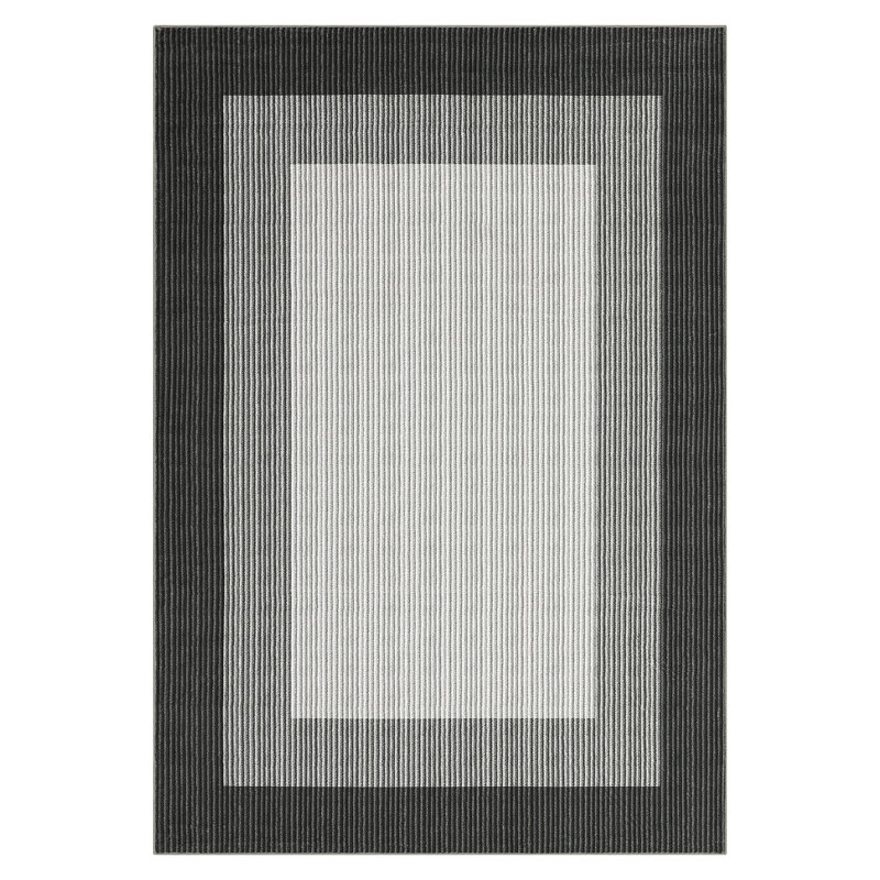 Modern Striped Bordered Printed (Not Woven)Rugs for Living Room Bedroom Decor Washable Low Pile Laundry Rug Simple Neutral Carpet for Office Home Decor