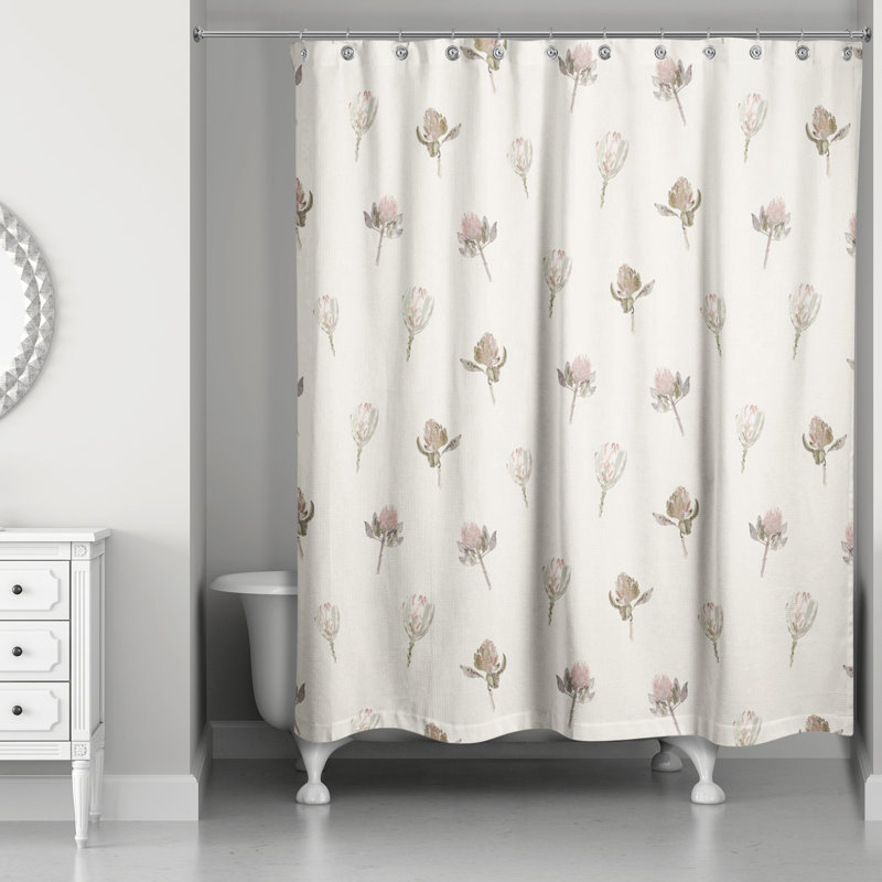 Floral Shower Curtain, Cream