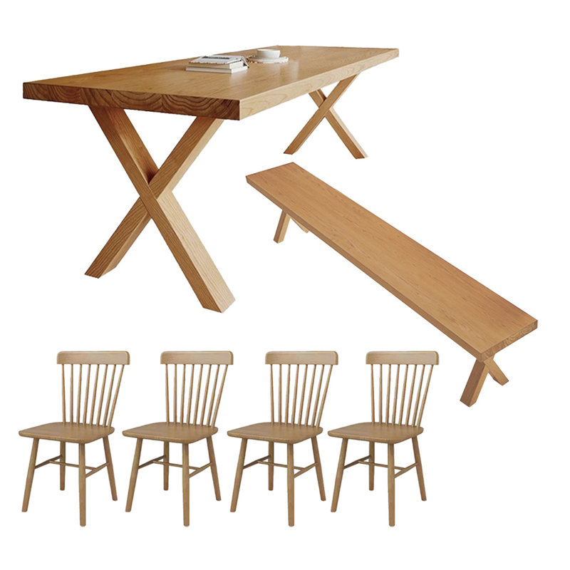 Ensemble de table en bois massif au choix de la nature, H 29,52 po x L 70,86 po x l 31,49 po
