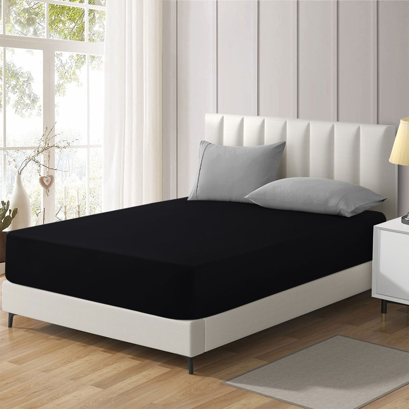 Brushed Microfiber 40cm Deep Fitted Bed Sheet, Single (3'), Black