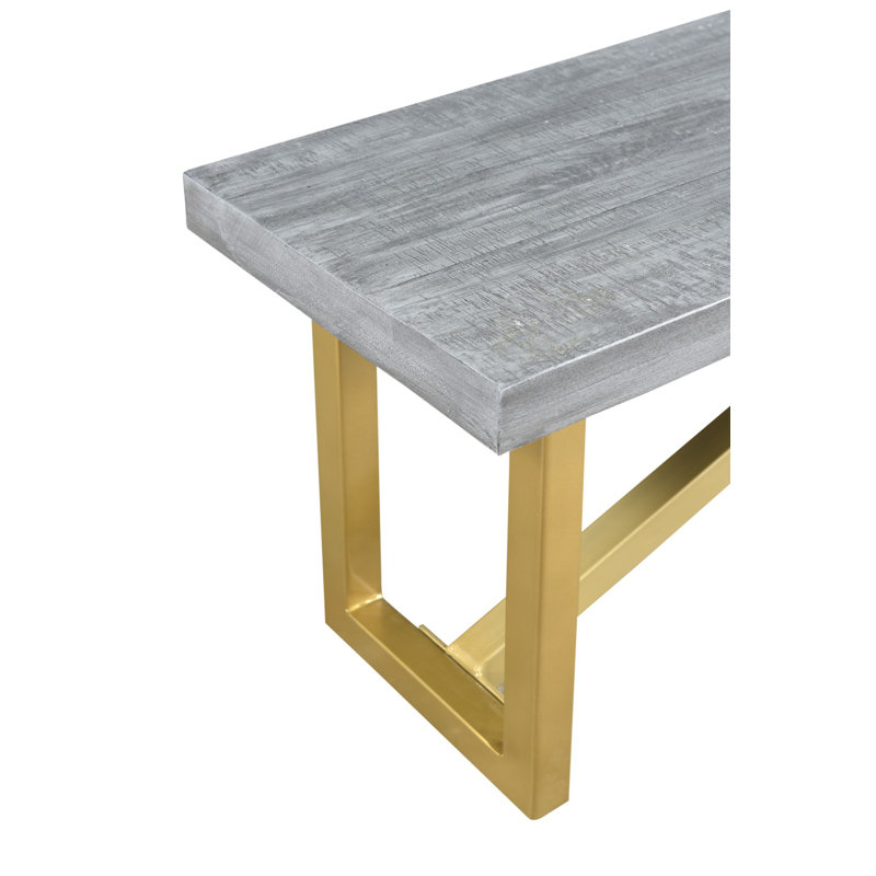 Banc en bois Cormican, Or / Gris, H 18 po x L 50 po x l 16 po