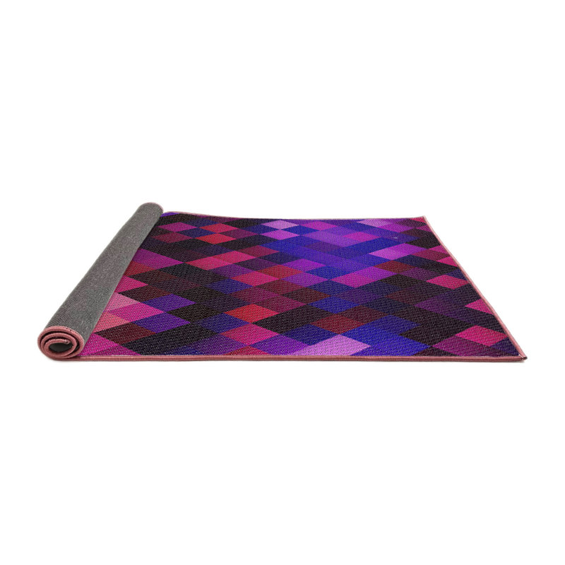 Tapis rose/noir tissé à la machine, Carré 6 pi