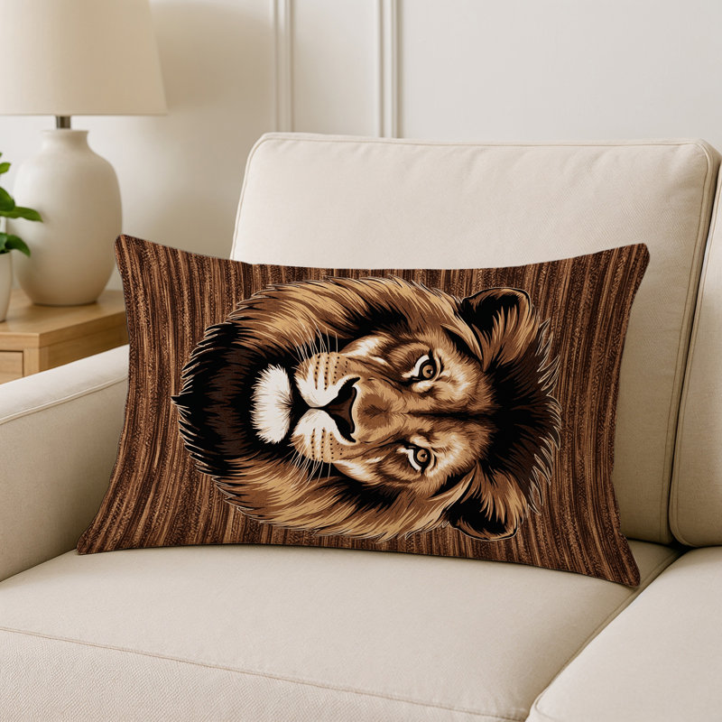 Coussin intérieur et extérieur Big Cats, Lion noir du Congo, Rectangulaire H 25 po x l 18 po