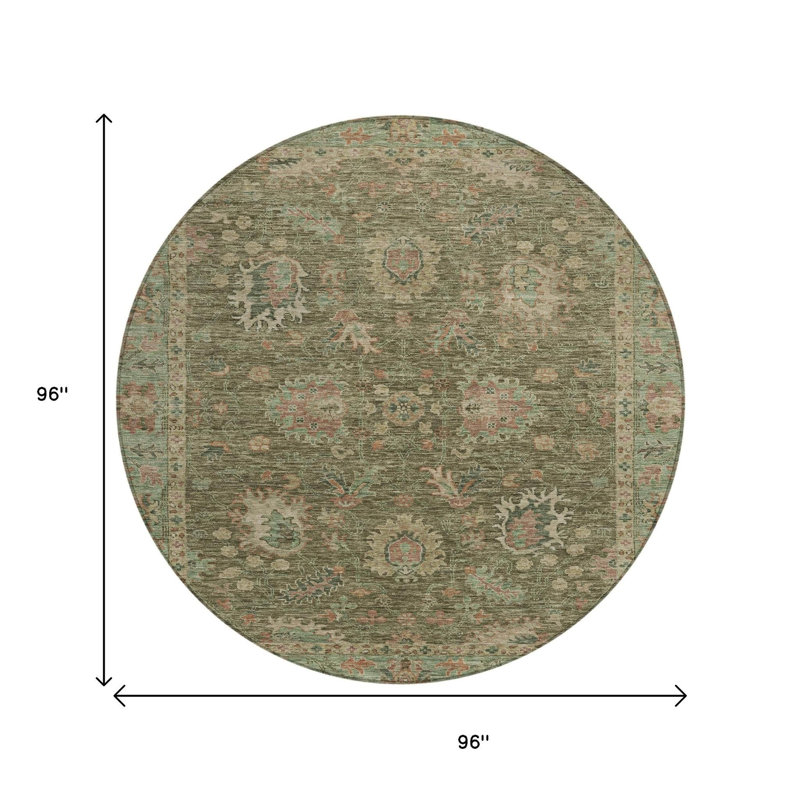 Tapis rond 8 po Olive Green