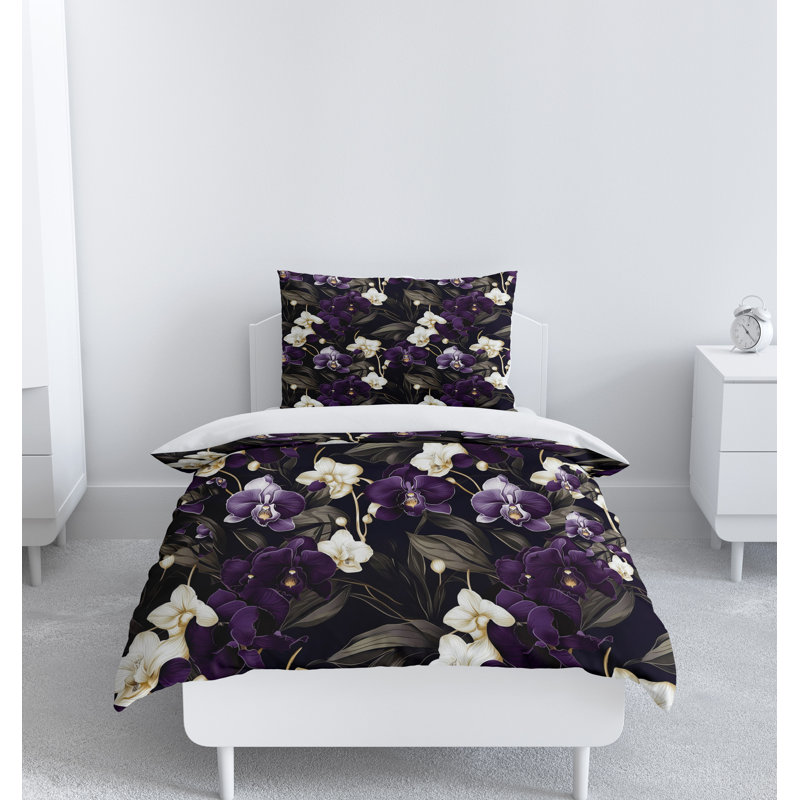 Duvet Cover, Twin Duvet Cover + 1 Queen Sham, Gray/Purple/White