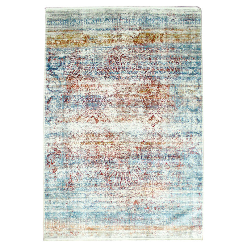 Tapis turc rouge et bleu 7 x 7 x 7 po