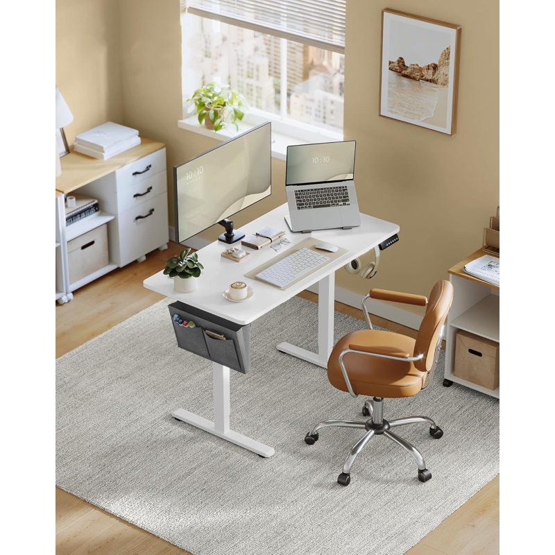 Metal Base Standing Desk with Power Outlet