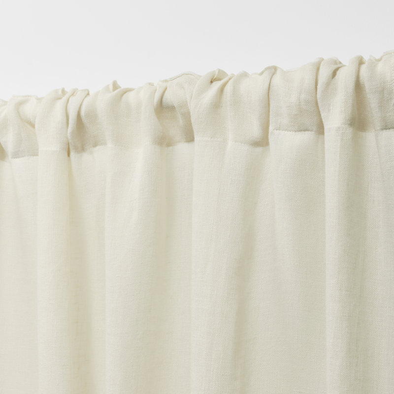 Lauren Ralph Lauren Engel Solid 100% Linen Sheer Back Tab/Rod Pocket Curtain Panel, Snowflake, 54" x 96"