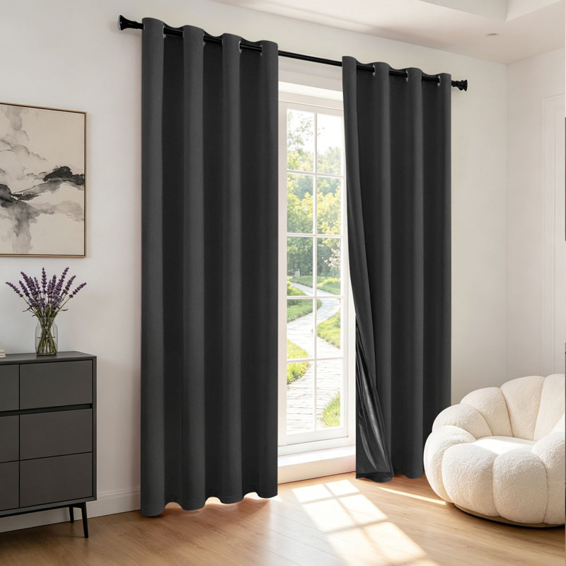 MEISIMENGSHA Solid Blackout Curtains 2 Panels 100% Light Blocking Polyester Thermal Insulated Grommet Drapes for Bedroom Living Room Kitchen Office 8 Colors 11 Sizes