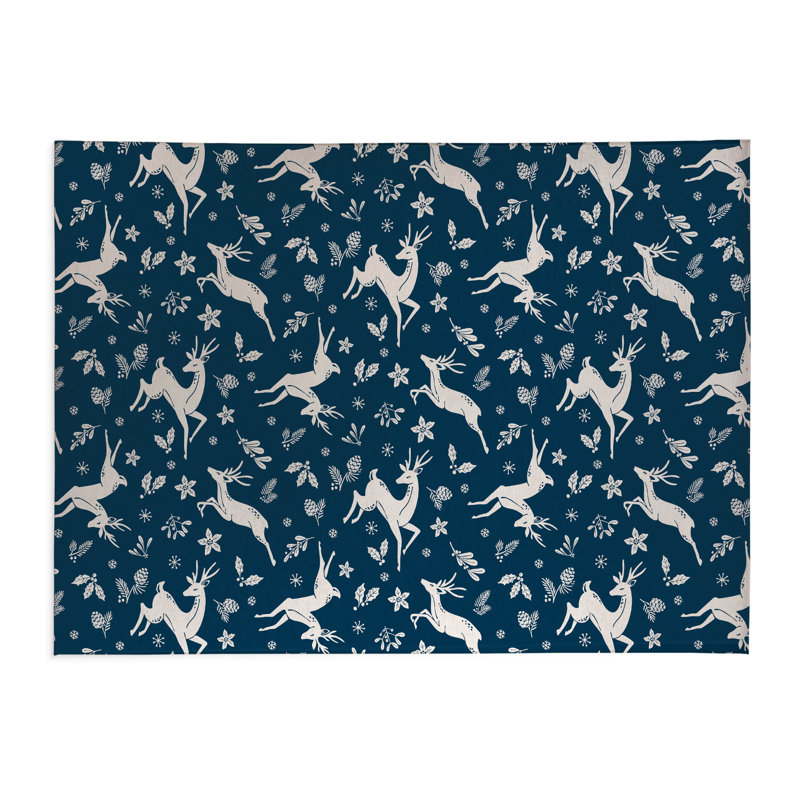 Tapis de cuisine à profil bas, Bleu foncé/blanc, Rectangle 5 pi x 7 pi