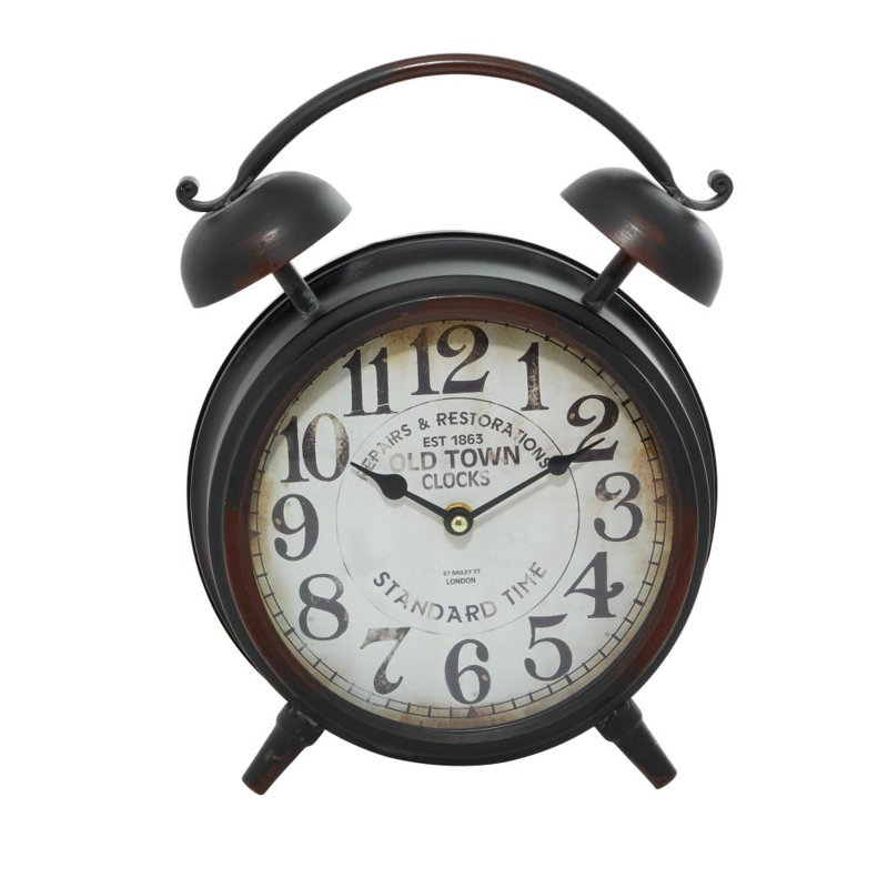 Horloge décorative en métal avec plateau de style tour Eiffel, Noir antique, H 13 po x l 10 po x P 4 po