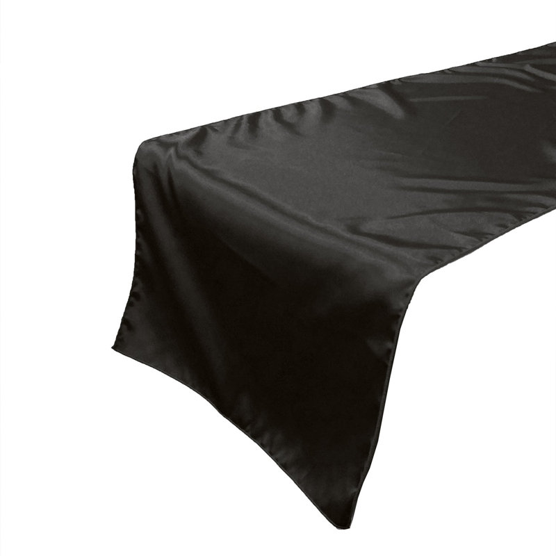 Karisha Rectangle Polyester Table Runnner, 72" x 12", Black