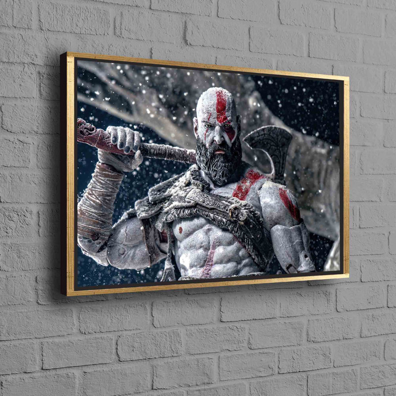 Élégant art en toile de coton 3D avec motif Kratos convenant à la décoration murale d'Halloween de cuisine loft, Toile tendue