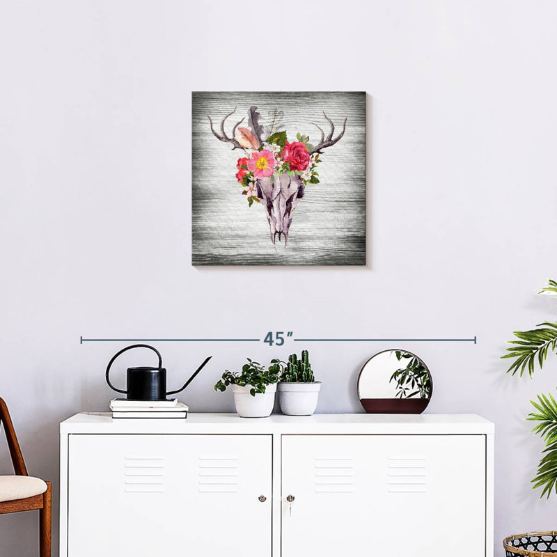 Couronne florale de crâne de cerf Kerner, H 20 po x l 20 po