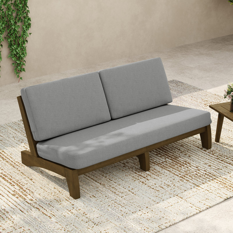 Patio Outdoor Sofa with Cushions, Brown, Gray