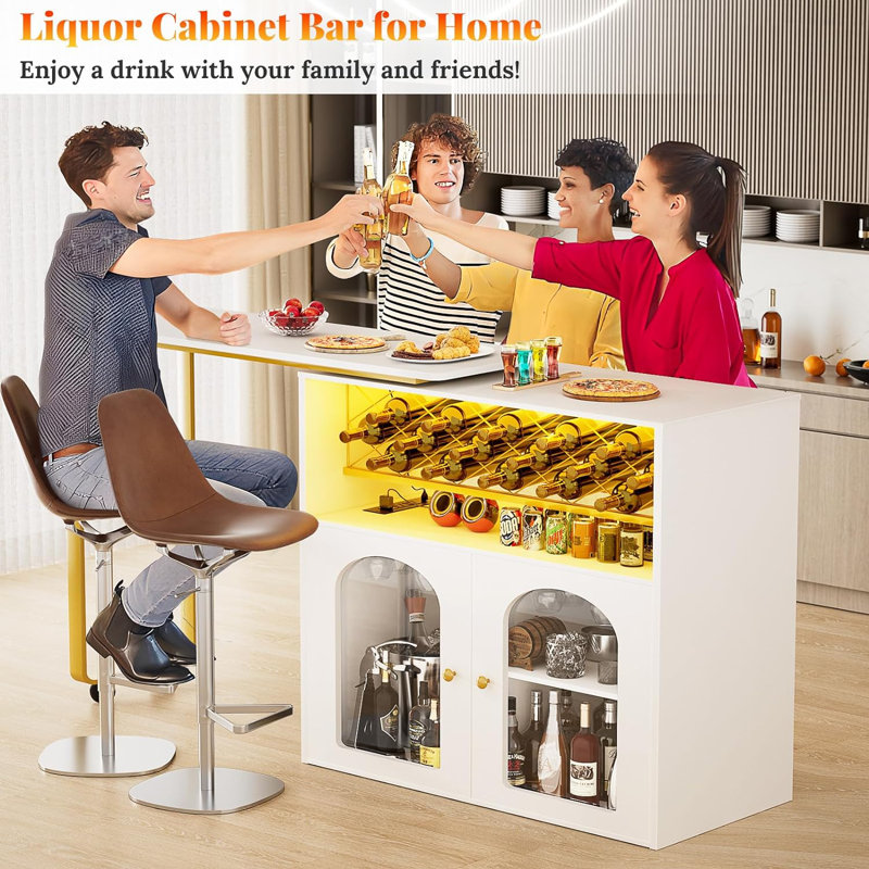 Kolyu Bar with Wine Storage, White/Gold