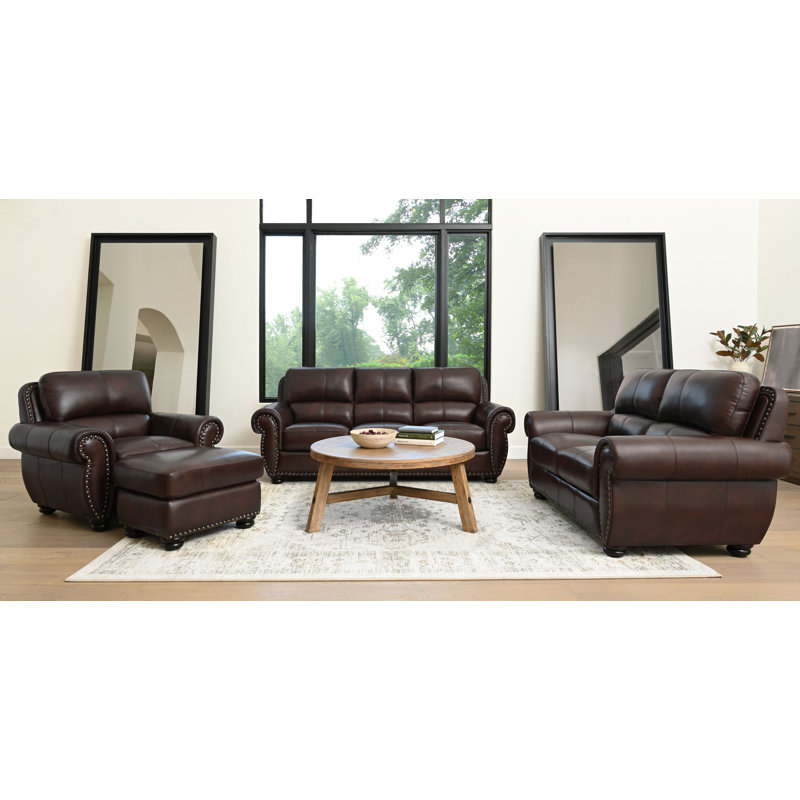 Xack 4pc Leather Sofa Collection, Brown