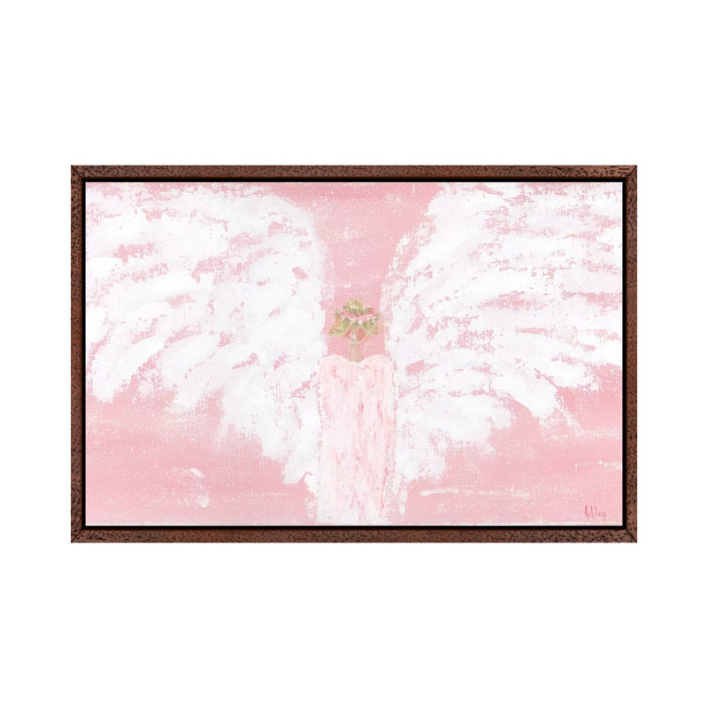 Pink Angel Wide by Ashley Bradley - Painting on Canvas, 152.5 cm H x 101.5 cm W, Classic Brown Wood Framed Canvas