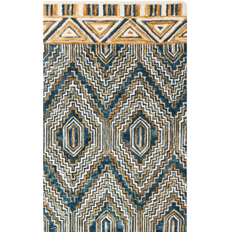 Tapis géométrique en laine touffeté à la main Deyoung, Rectangle 9 pi x 12 pi