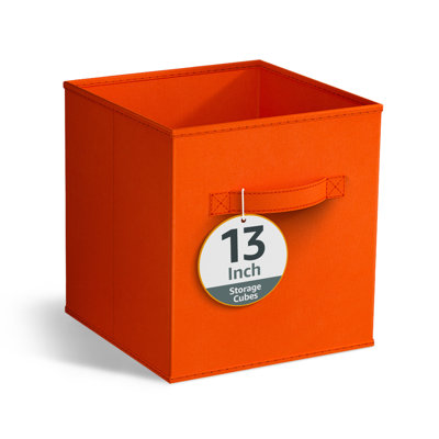 13 po cubes de rangement pliables avec poignées 1 pièce, orange