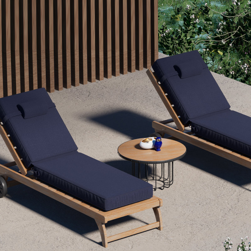 Outdoor Olefin Chaise Lounge Cushions (Set Of 4), Navy, 48" W x 26" D