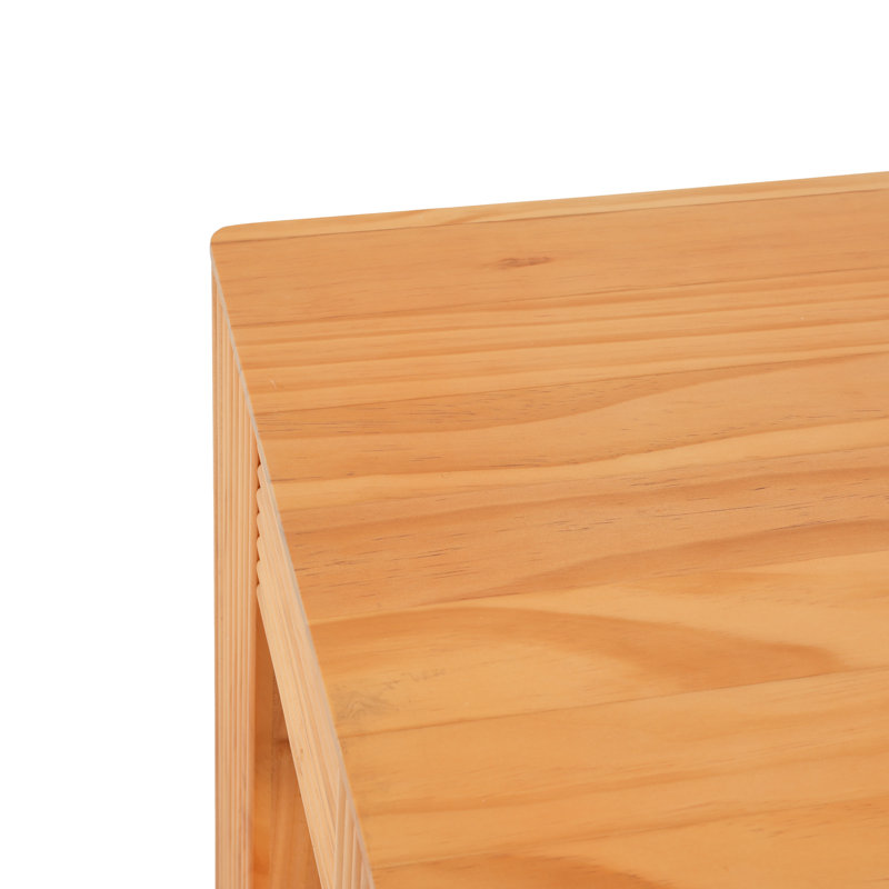 Table d'appoint carrée en bois de pin massif naturel sculpté cannelé avec plateau en éléphant et table de bout pour le salon, la chambre et le petit espace