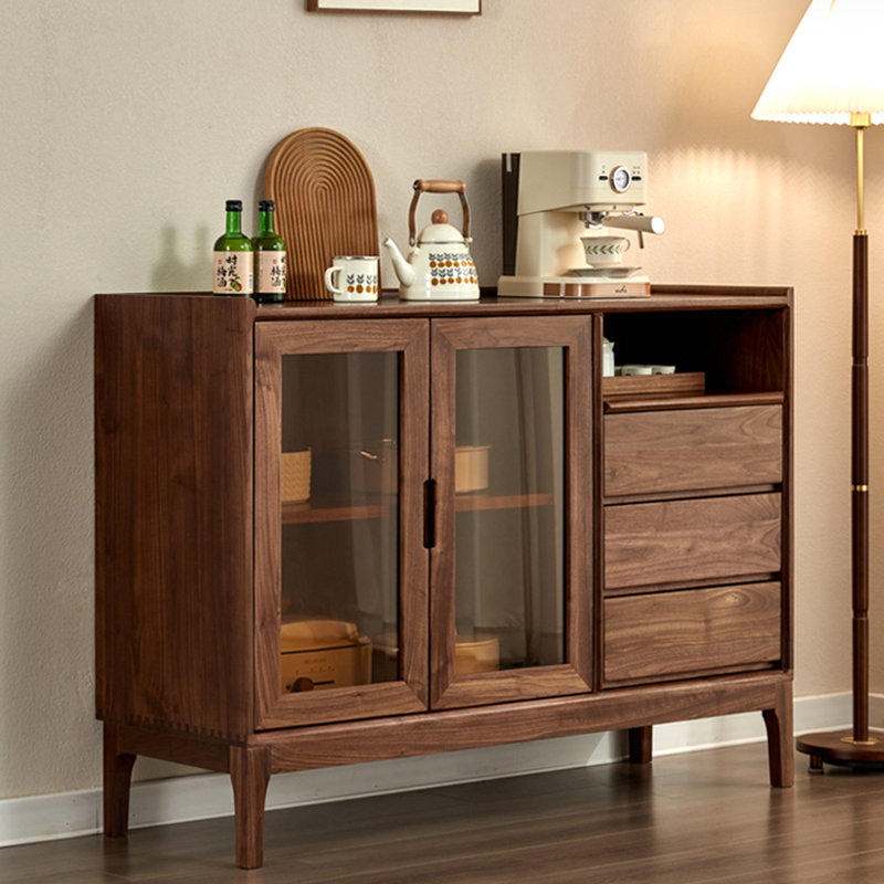 Buffet d'appoint en bois massif noyer noir
